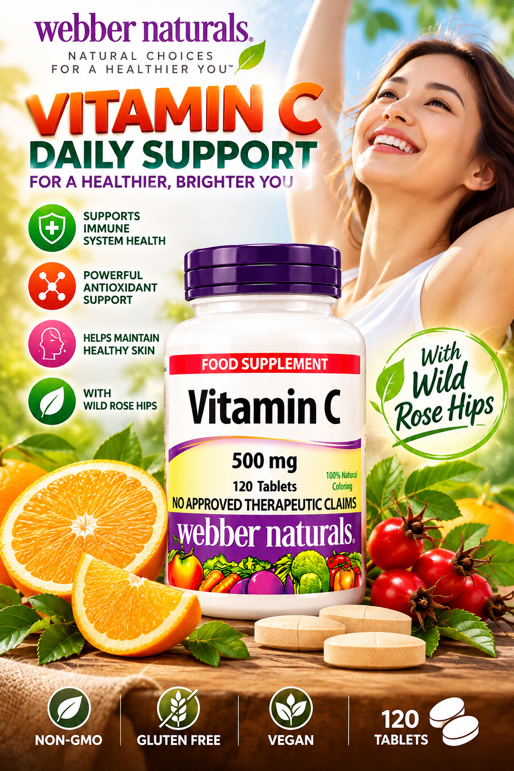 WEBBER NATURALS VITAMIN C
500MG 120CT