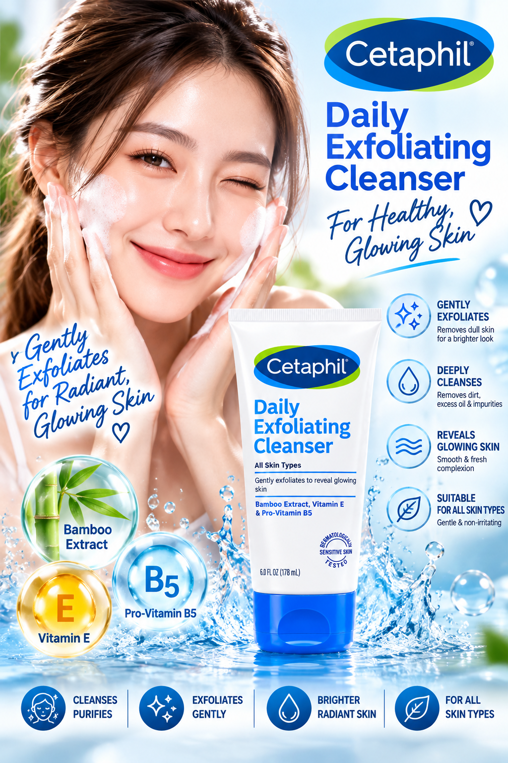 Cetaphil Daily Exfoliating Cleanser – 178 mL (6 fl oz)