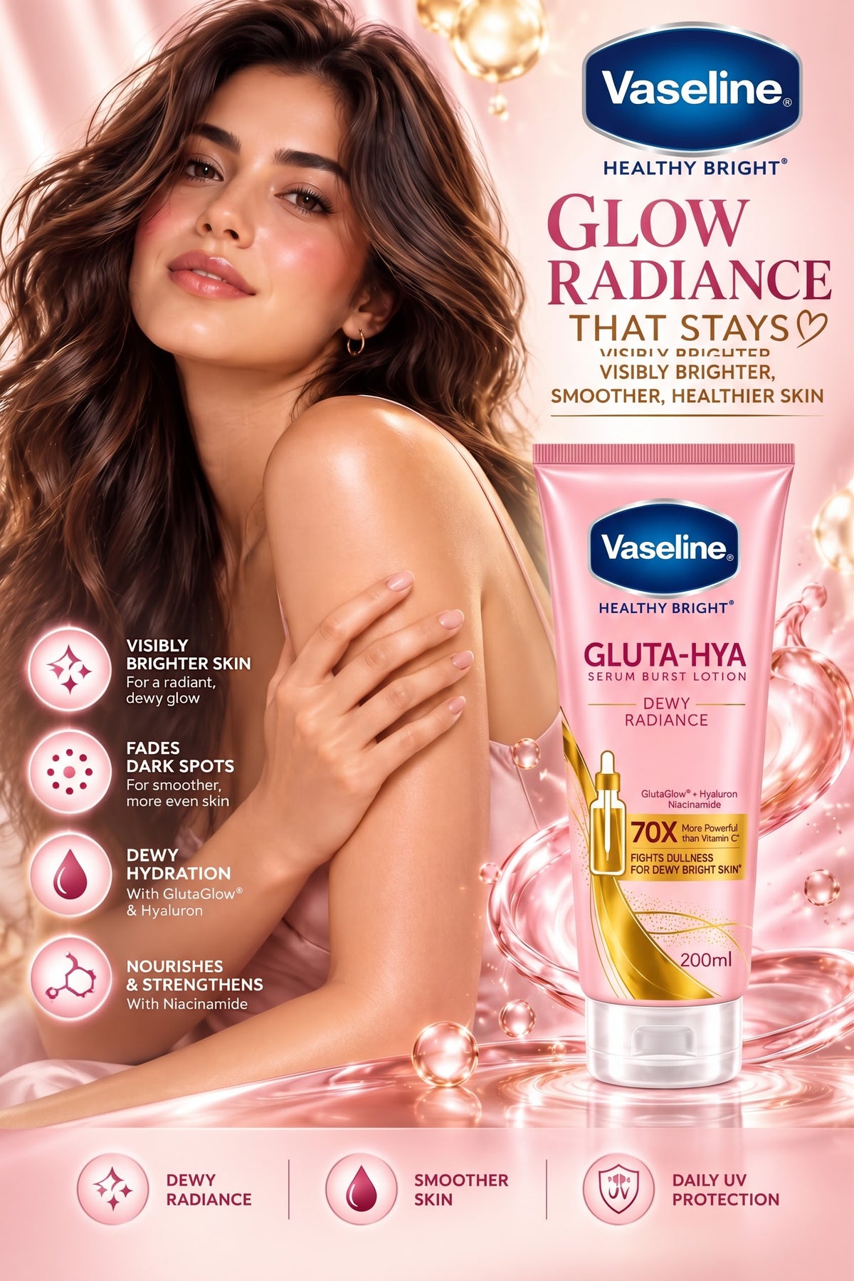 Vaseline Healthy Bright Gluta-Hya Serum Burst Lotion – Dewy Radiance (200ml)