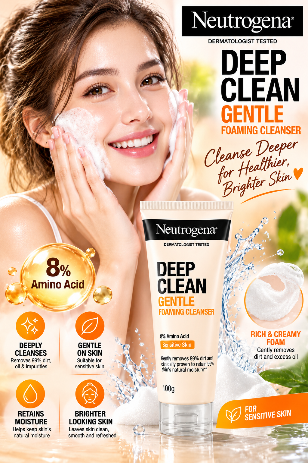 Neutrogena Deep Clean Gentle Foaming Cleanser – 100g