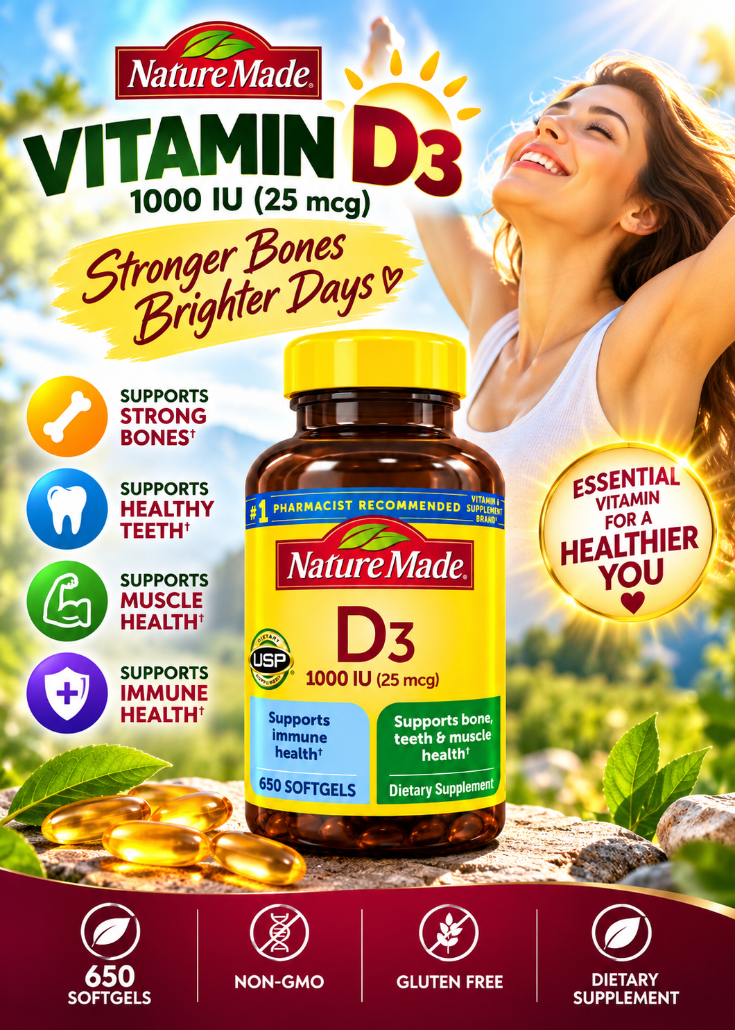 NATURE MADE
VITAMIN D3
LODO U (25MCG) 650CT