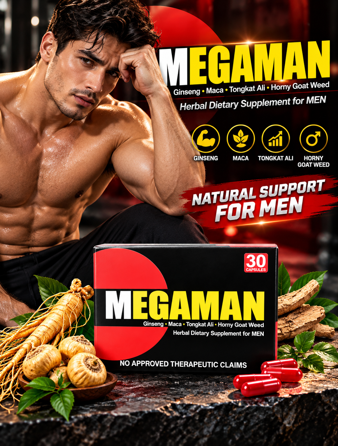 MEGAMAN – Herbal Dietary Supplement for Men (30 Capsules)