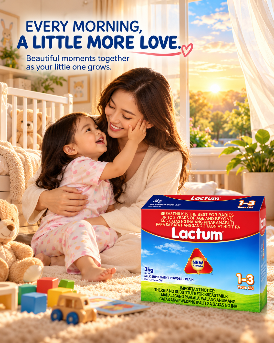 Lactum Milk Supplement Powder – Plain (1–3 Years Old) | 3 kg