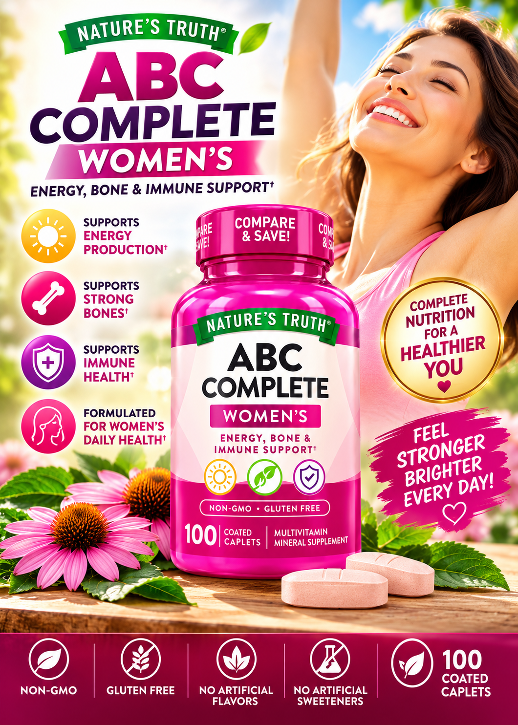 NATURE'S TRUTH
ABC COMPLETE MULTIVITAMINS
VOMEN 100C1