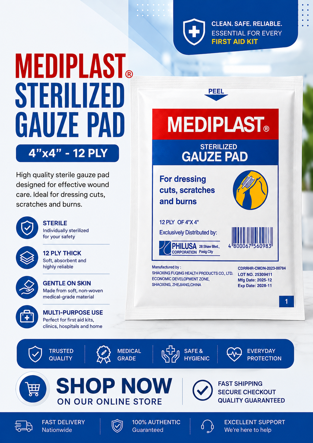 Mediplast GAUZE PAD (Sterilized)