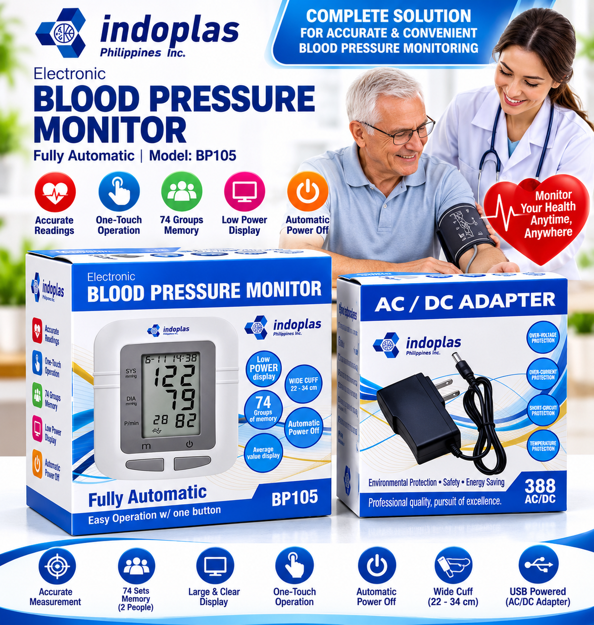 Electronic
BLOOD PRESSURE
MONITOR
Fully Automatic | Model: BP105