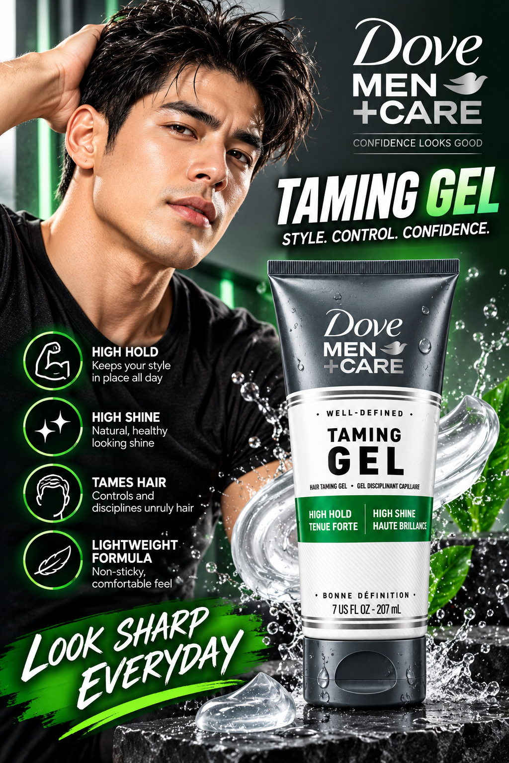 Dove Men+Care Taming Gel – High Hold & High Shine (207 mL)