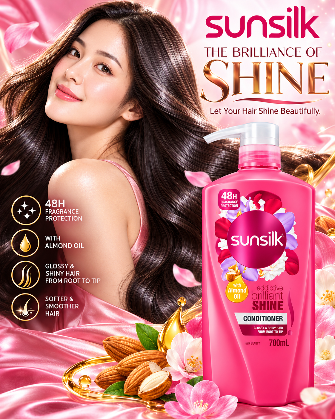 Sunsilk Addictive Brilliant Shine Conditioner with Almond Oil – 700mL