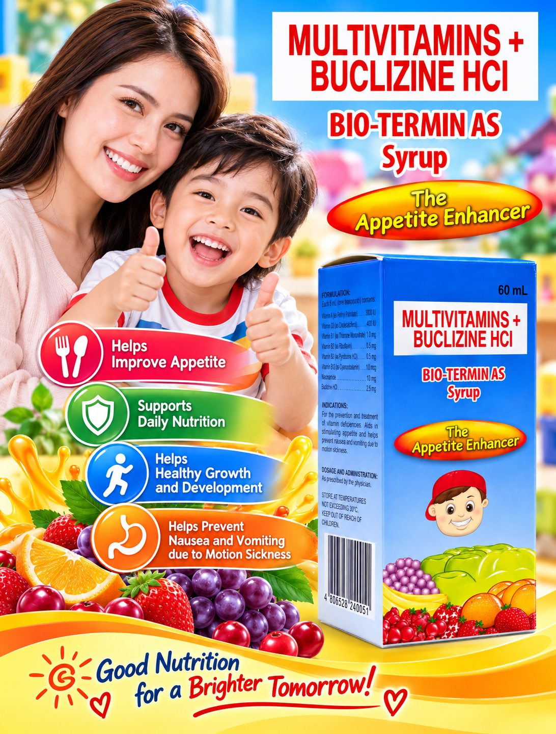 BIO-TERMIN AS Syrup – Multivitamins + Buclizine HCl (60 mL)