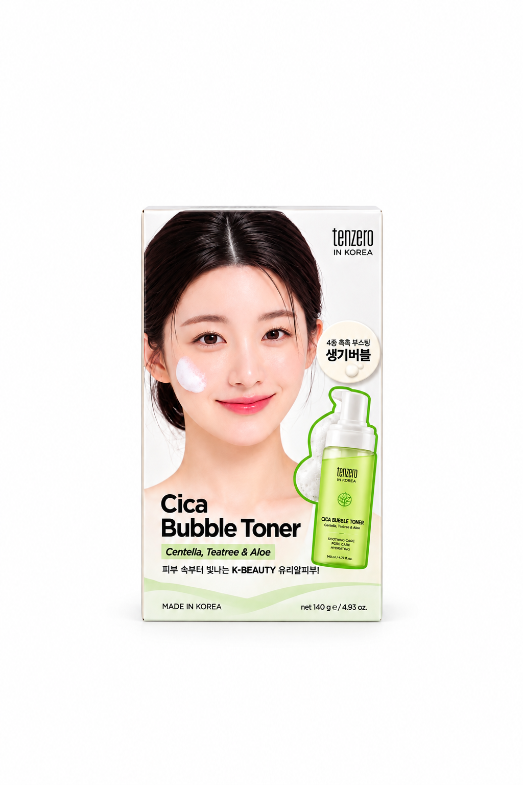 Tenzero Cica Bubble Toner – Centella, Tea Tree & Aloe (140g)