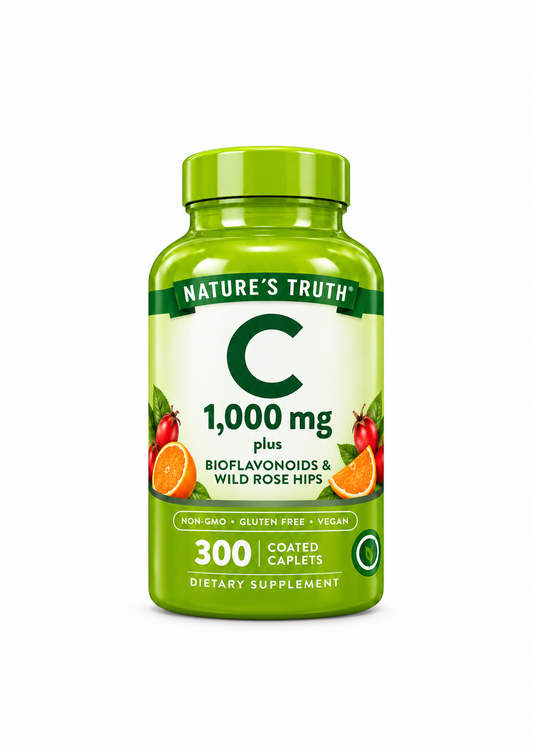 NATURE'S TRUTH
VITAMIN C W
BIOFLAVONOIDS
& ROSEHIPS
1000MG 300CT
