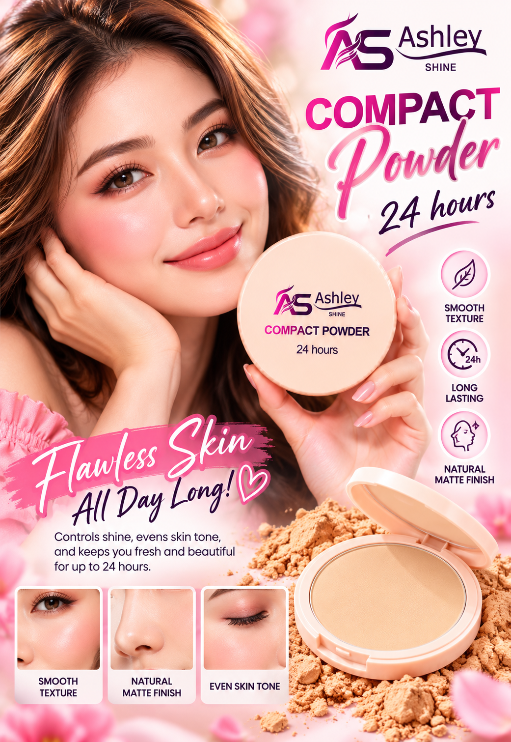 AS Ashley Shine Compact Powder – 24 Hours