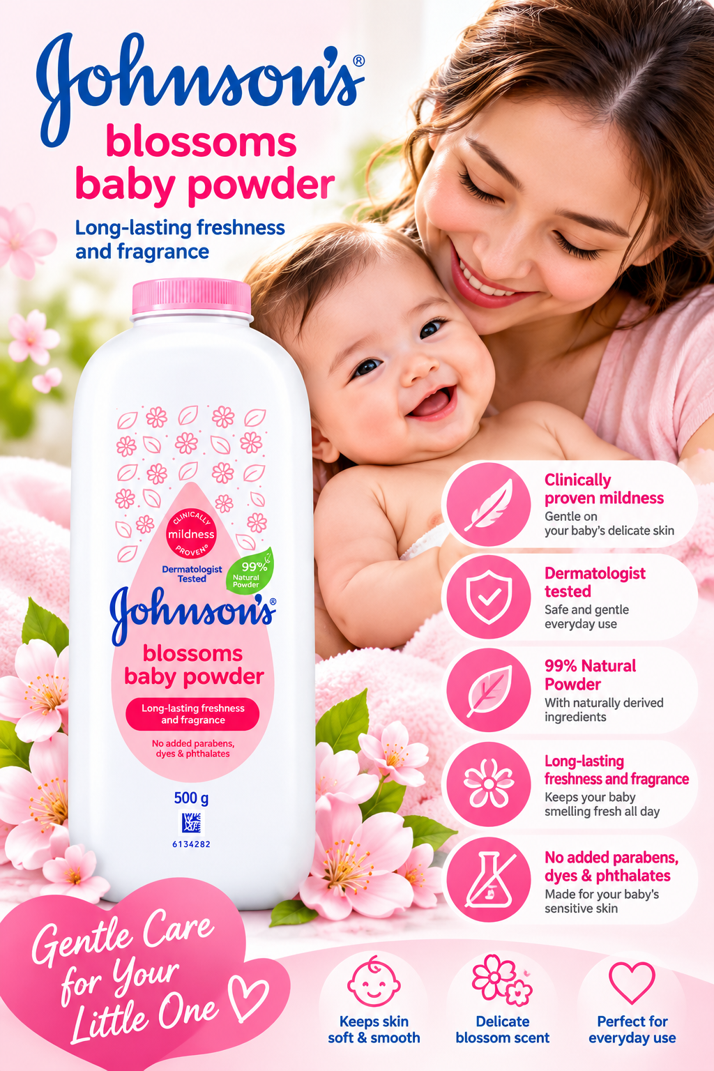 Johnson’s Blossoms Baby Powder – 500g