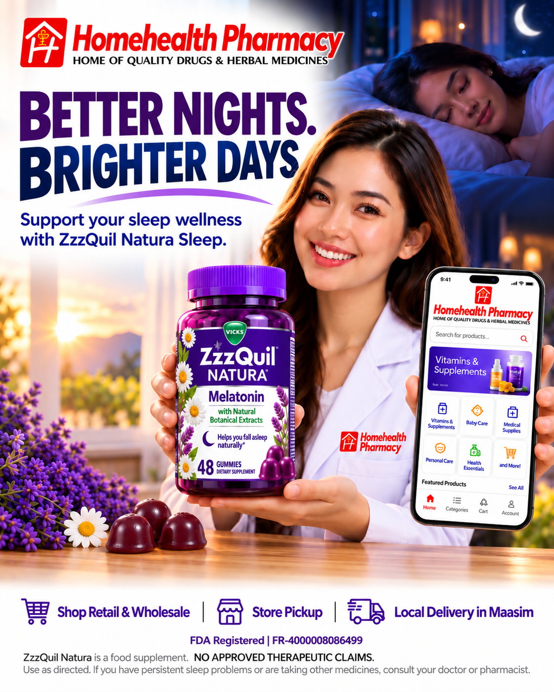 Zzz Quil Natura Sleep Melatonin (48 Gummies)