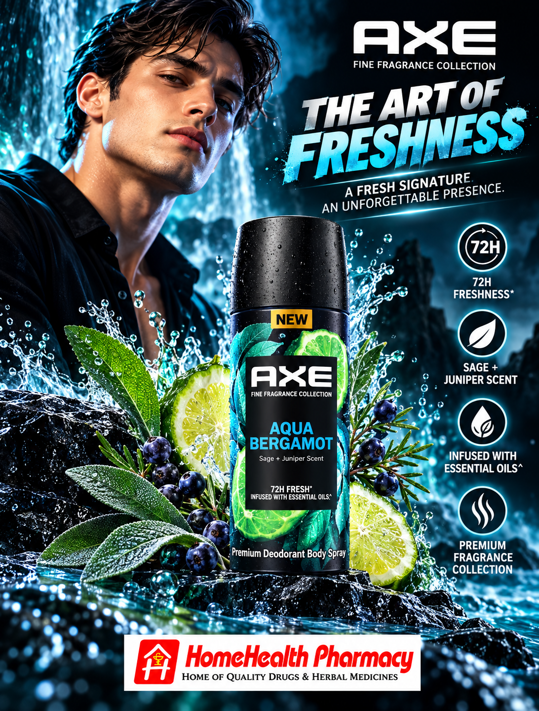 AXE Aqua Bergamot – Fine Fragrance Collection Premium Deodorant Body Spray