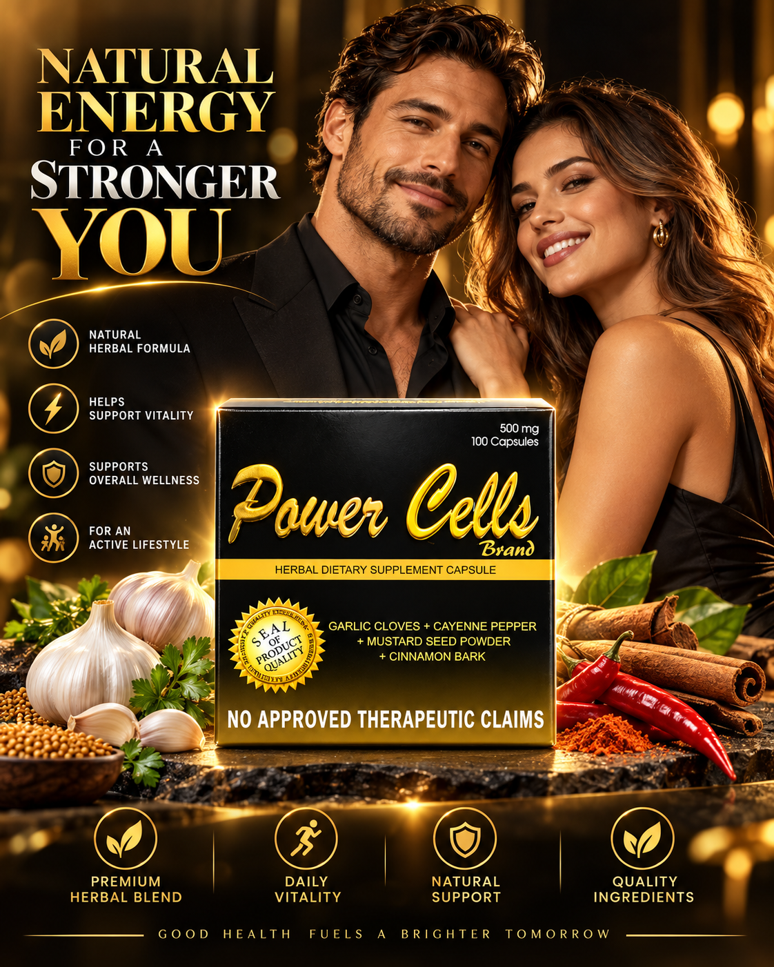 POWER CELLS Brand – Herbal Dietary Supplement 500mg (100 Capsules)