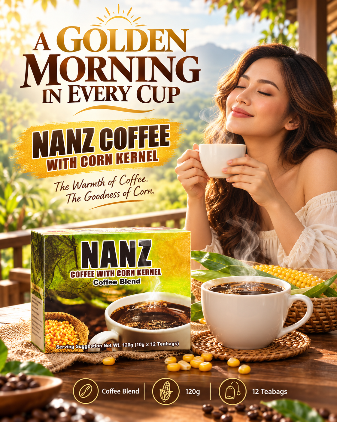 NANZ Coffee with Corn Kernel – Coffee Blend (120g, 12 Teabags)