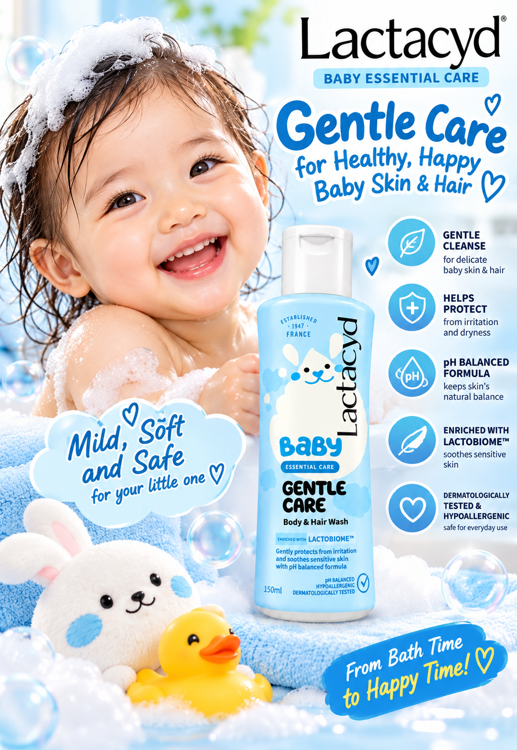 Lactacyd Baby Essential Care – Gentle Care Body & Hair Wash 150mL