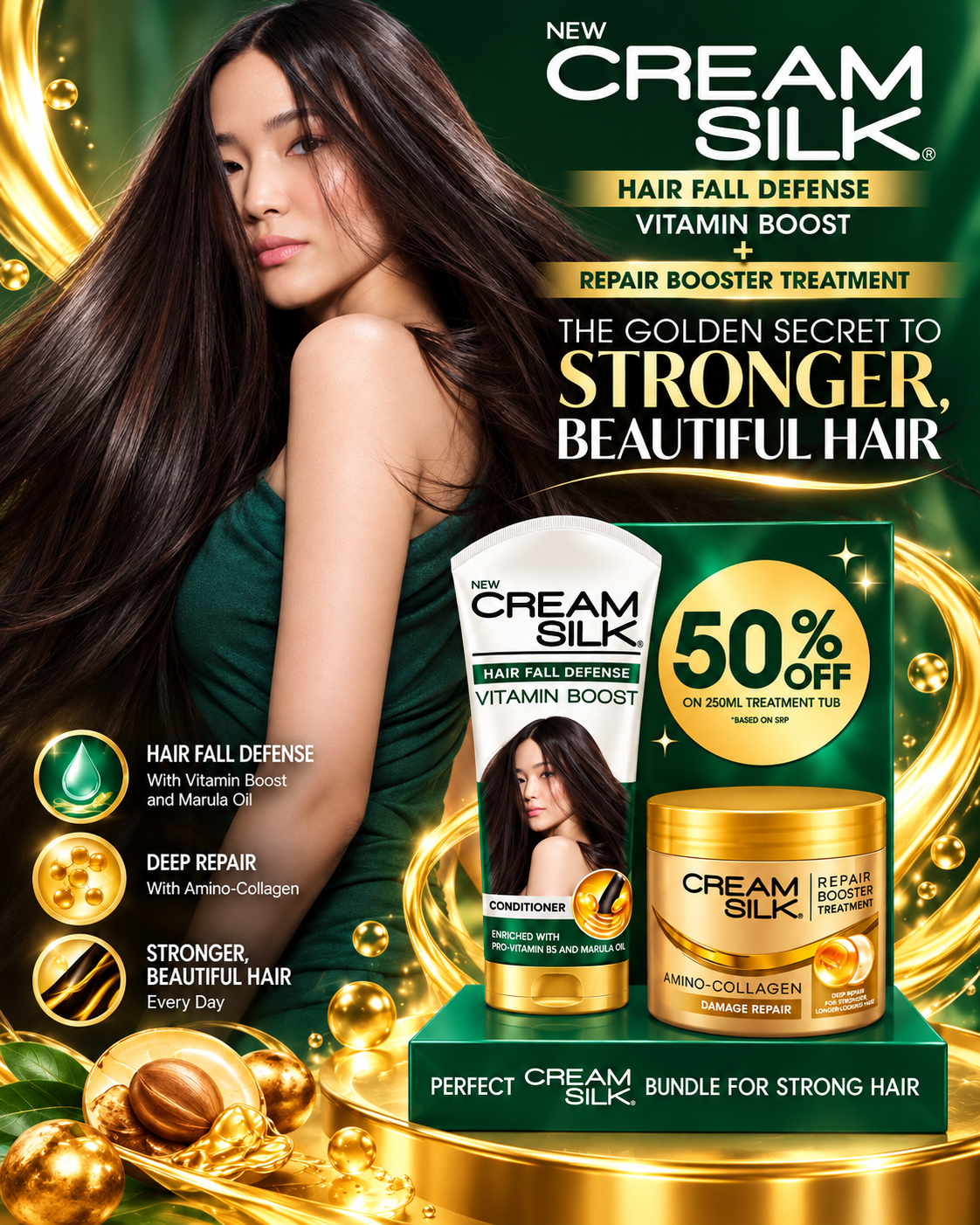 CREAM SILK HAIR FALL DEFENSE + REPAIR BOOSTER TREATMENT BUNDLE