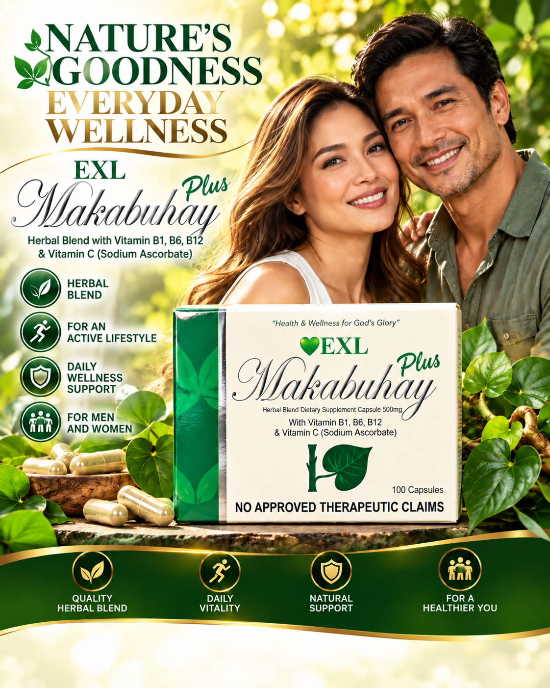 EXL Makabuhay Plus – Herbal Blend Dietary Supplement 500mg (100 Capsules)