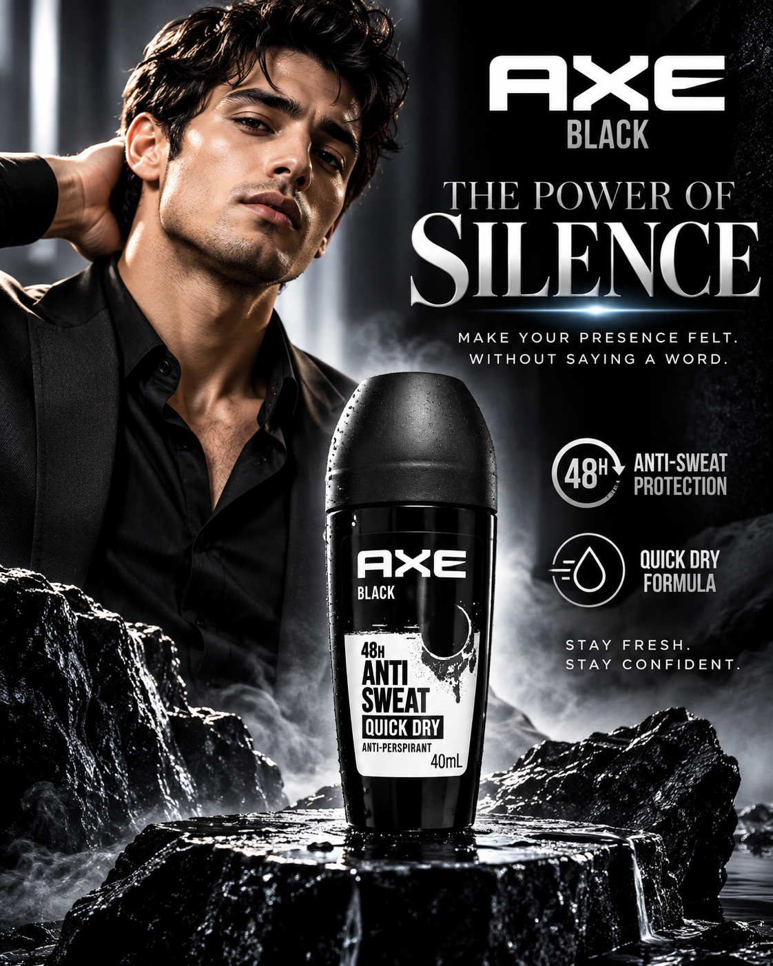 AXE BLACK – 48H Anti-Sweat Quick Dry Roll-On | 40mL