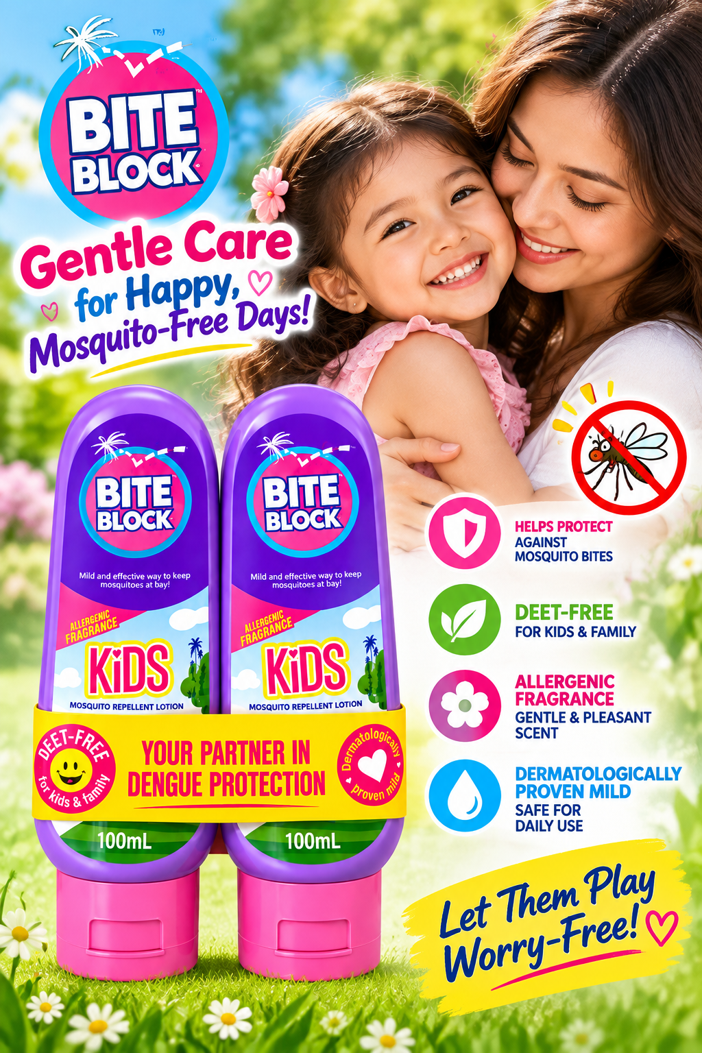 Bite Block Kids Mosquito Repellent Lotion – DEET-Free Twin Pack (2 × 100mL)