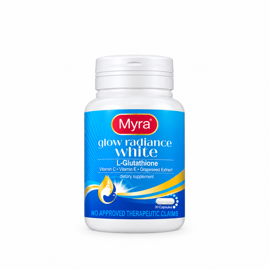 Myra Glow Radiance White L-Glutathione – 30 Capsules

Glow with Confidence. Radiate Your Natural Beauty!

Discover Myra Glow Radiance White, a dietary supplement formulated with L-Glutathione, Vitamin C, Vitamin E, and Grapeseed Extract. Designed to compl