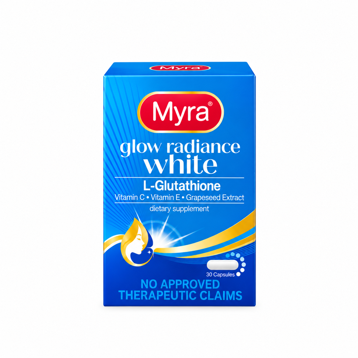 Myra Glow Radiance White L-Glutathione – 30 Capsules

Glow with Confidence. Radiate Your Natural Beauty!

Discover Myra Glow Radiance White, a dietary supplement formulated with L-Glutathione, Vitamin C, Vitamin E, and Grapeseed Extract. Designed to compl